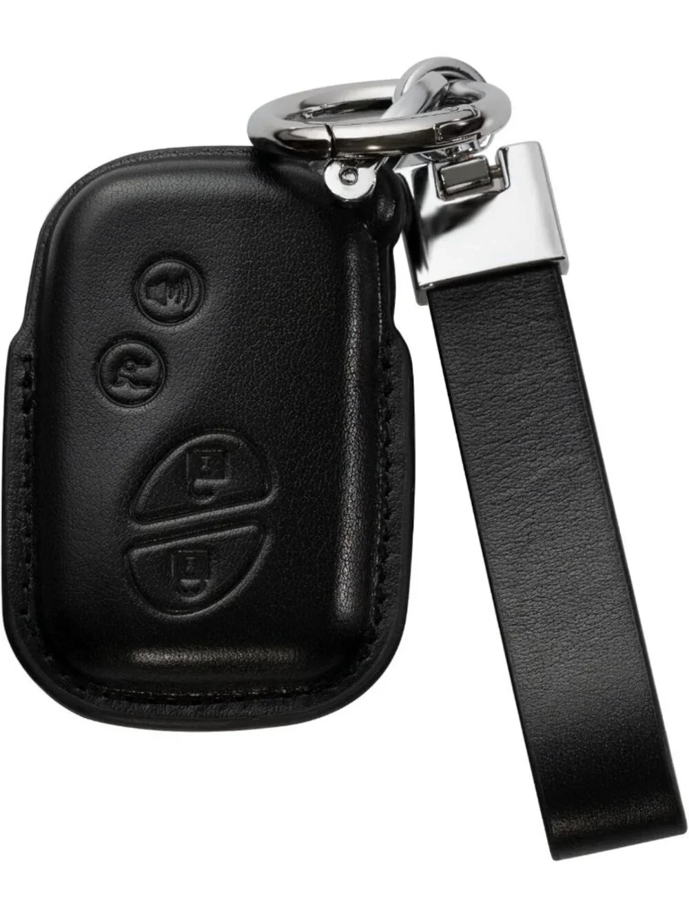 Stylish Black Leather Keychain & Car Key Fob Cover - Compatible Accessories for